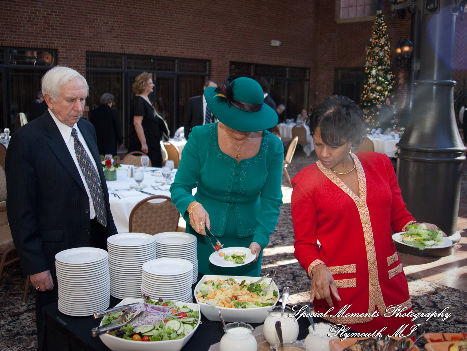 The couple at St. John's Resort Atrium Ballroom Plymouth MI wedding photograph