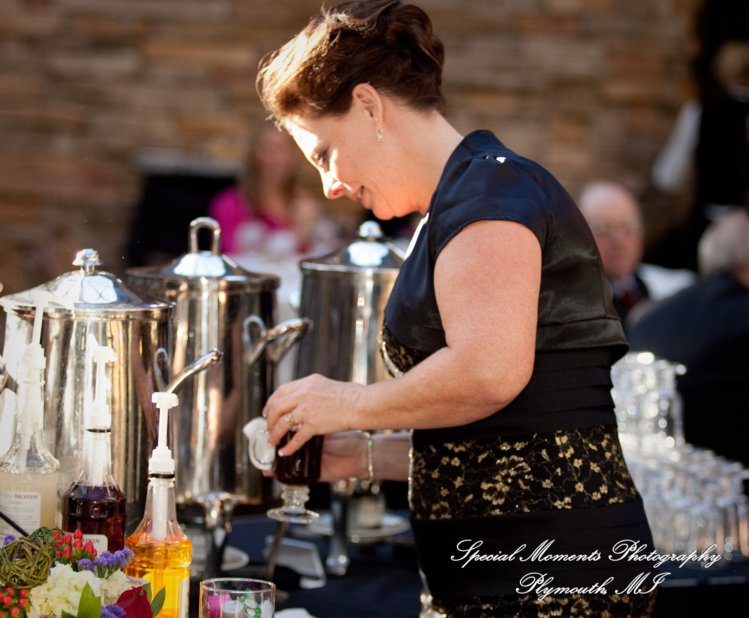 The couple at St. John's Resort Atrium Ballroom Plymouth MI wedding photograph