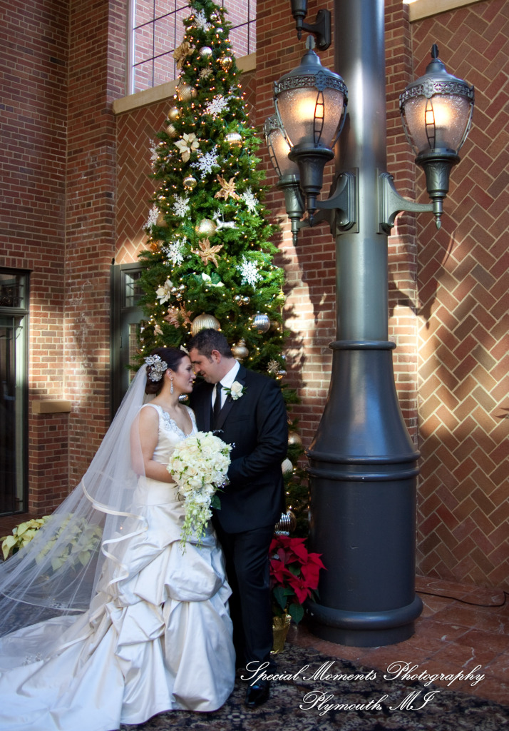 The couple at St. John's Resort Atrium Ballroom Plymouth MI wedding photograph