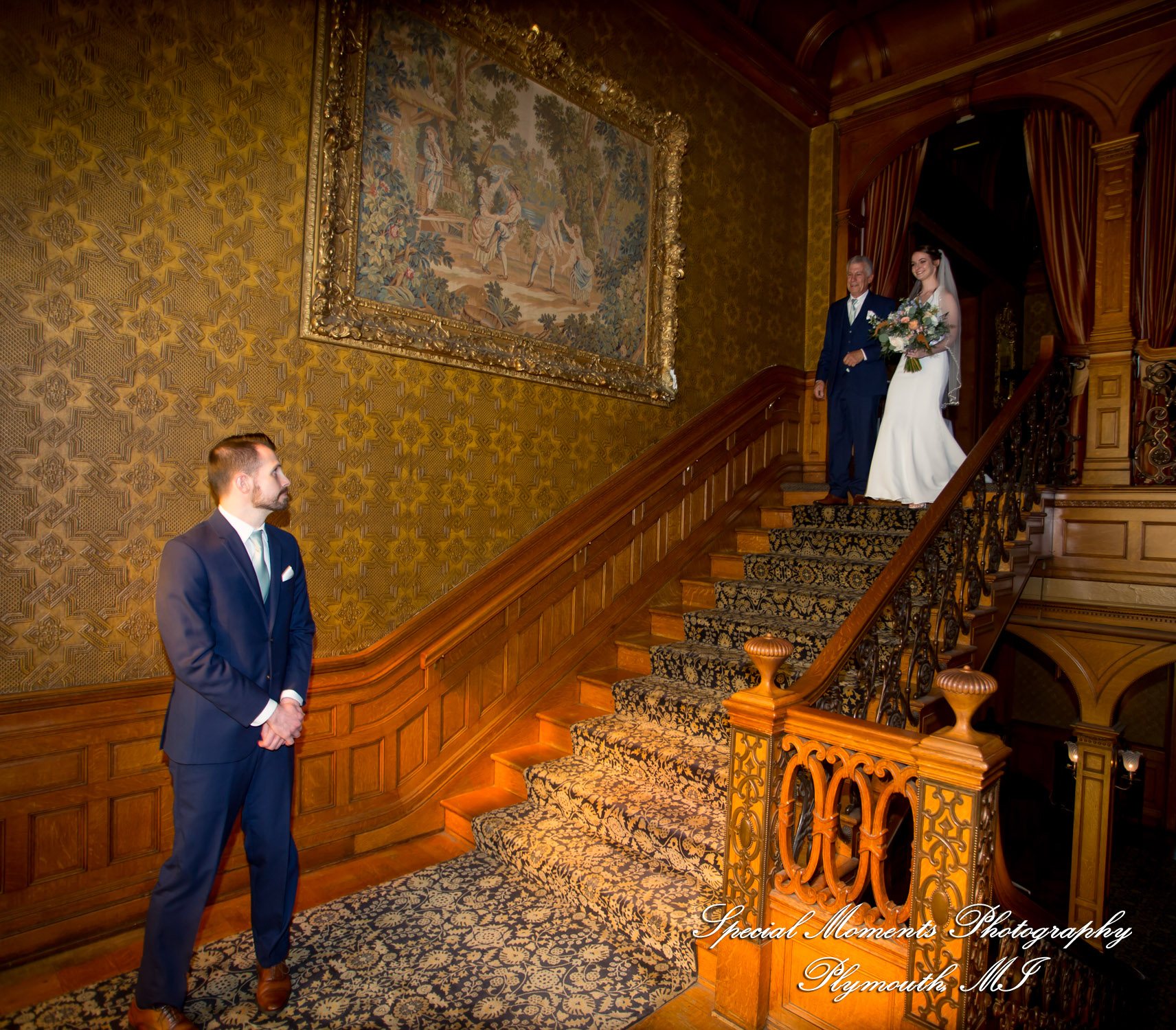 Andrea & Jonathan at The Whitney Detroit MI wedding photograph