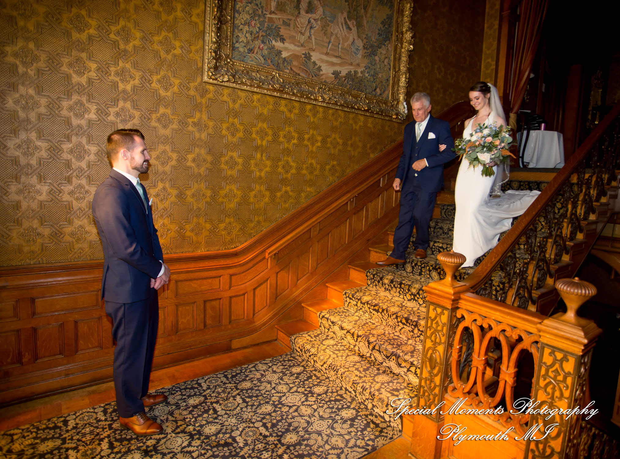 Andrea & Jonathan at The Whitney Detroit MI wedding photograph