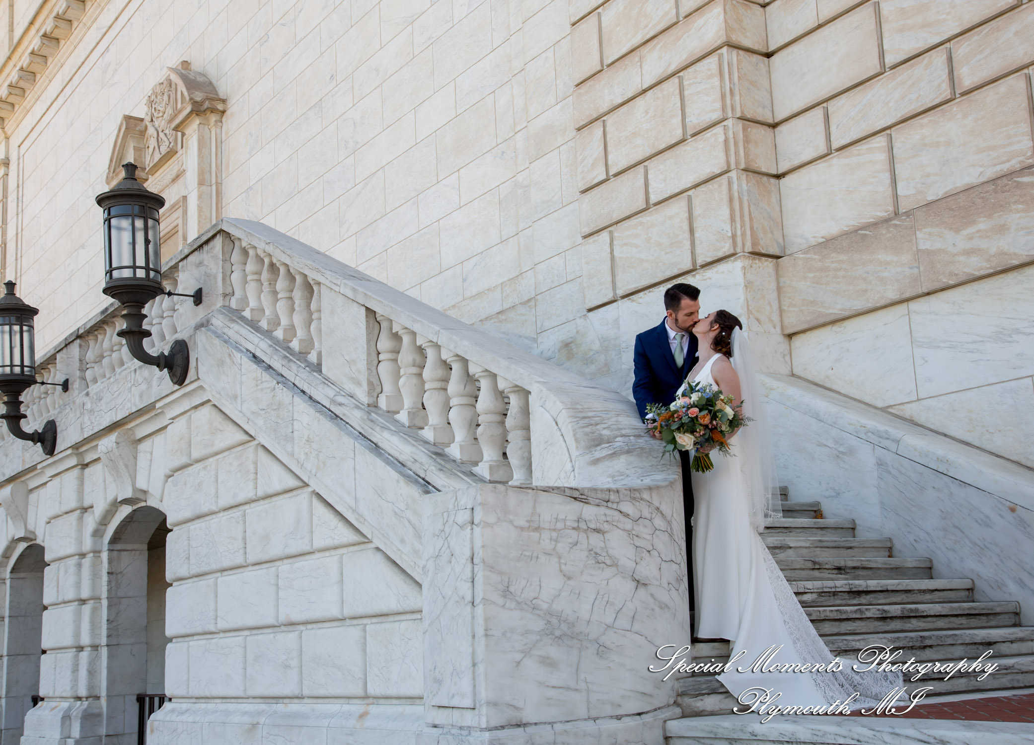 Andrea & Jonathan at Detroit Public Library Detroit MI wedding photograph