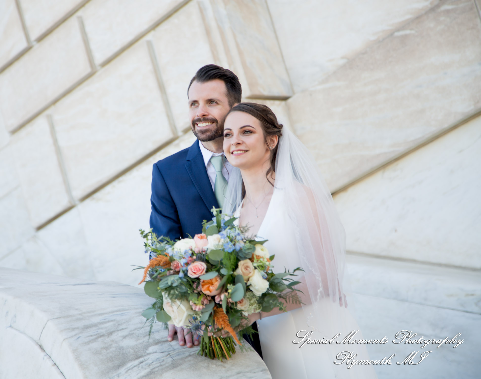 Andrea & Jonathan at Detroit Public Library Detroit MI wedding photograph