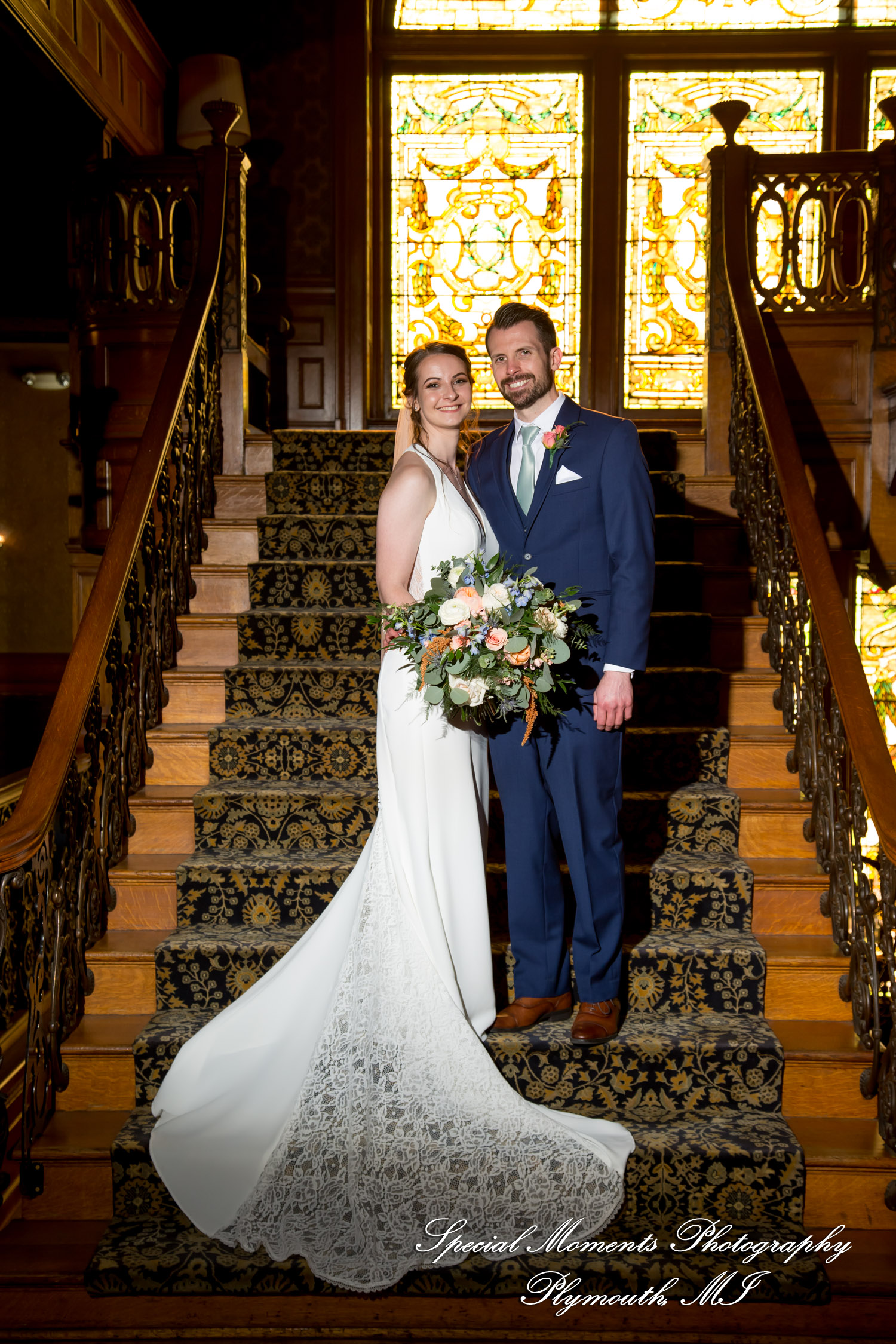 Andrea & Jonathan at The Whitney Detroit MI wedding photograph