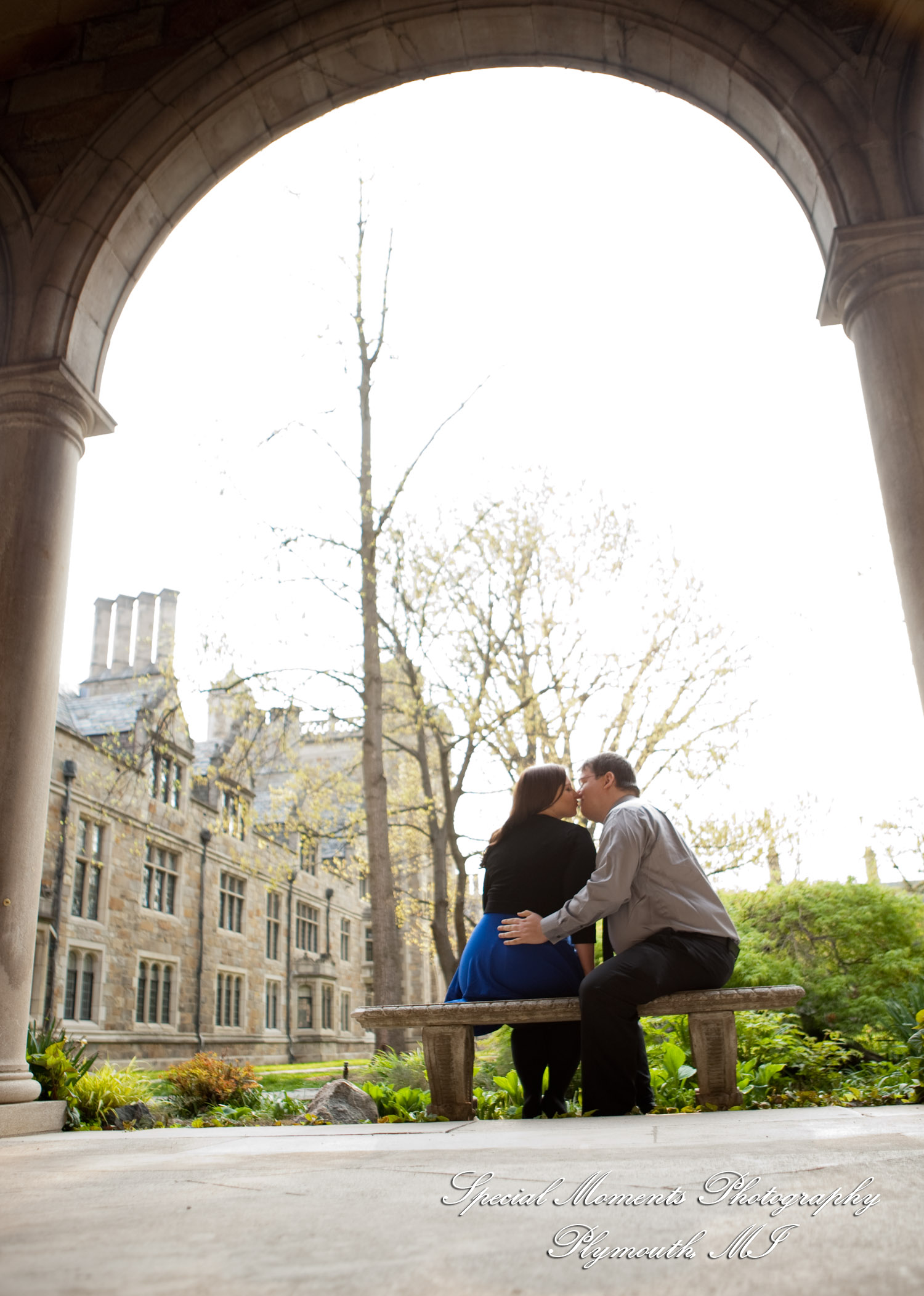 Jennifer & Joshua at Law Quad Ann Arbor MI Engagement wedding photograph