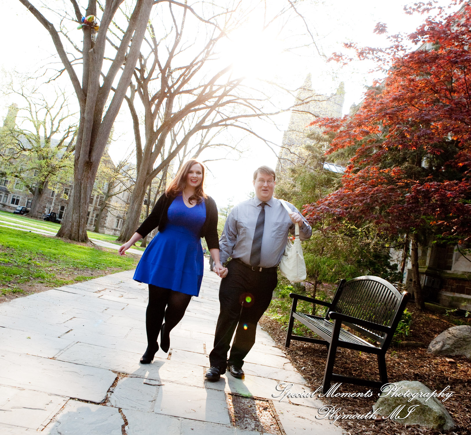 Jennifer & Joshua at Law Quad Ann Arbor MI Engagement wedding photograph