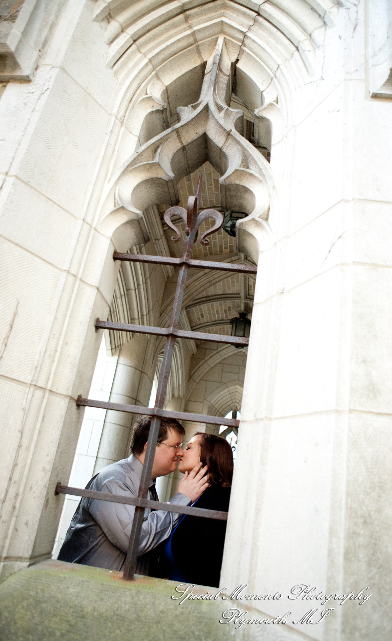 Jennifer & Joshua at Law Quad Ann Arbor MI Engagement wedding photograph