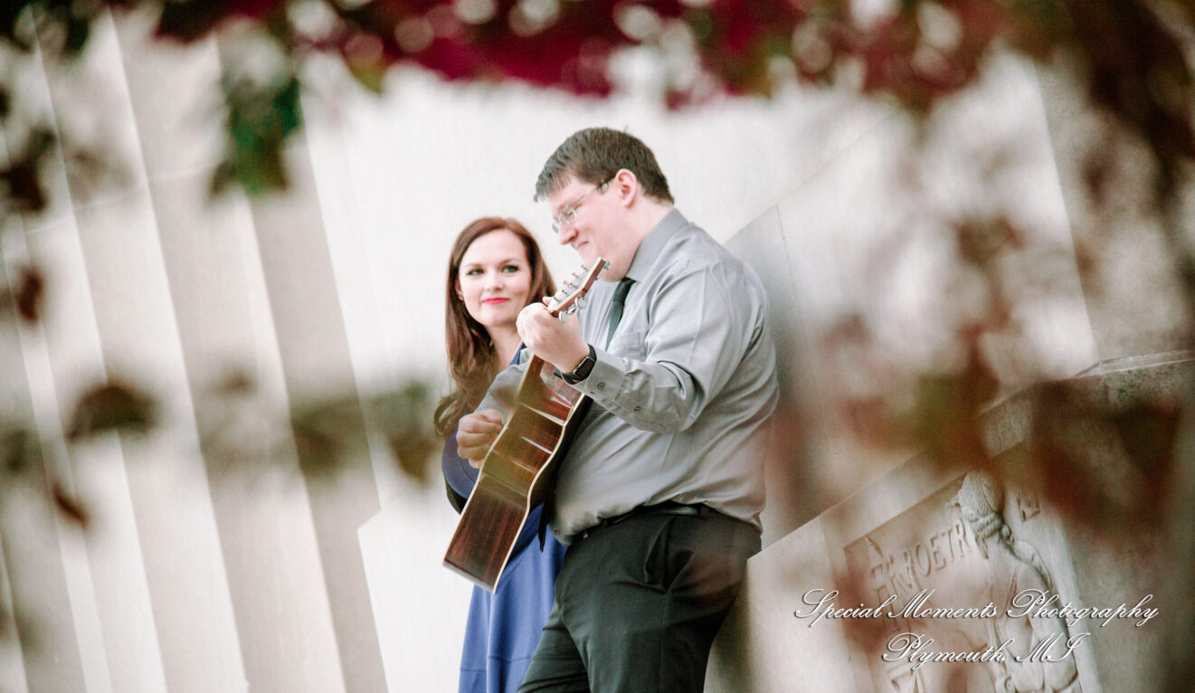 Jennifer & Joshua at Law Quad Ann Arbor MI Engagement photograph