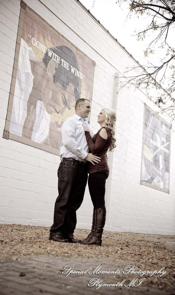 Downtown Plymouth MI engagement photograph