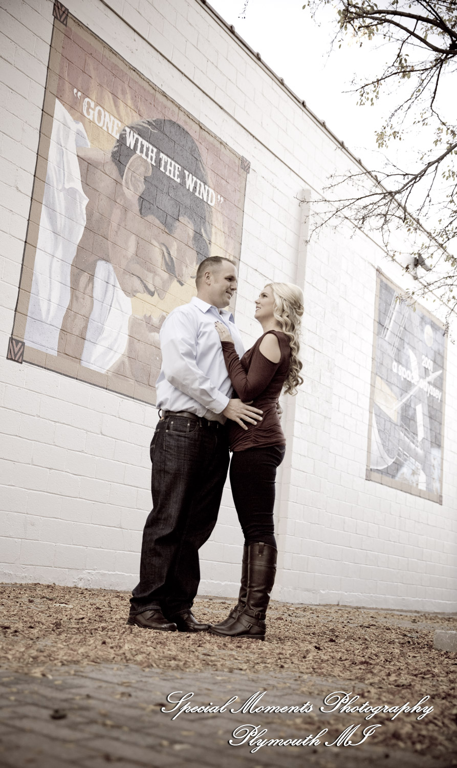Downtown Plymouth MI engagement photograph
