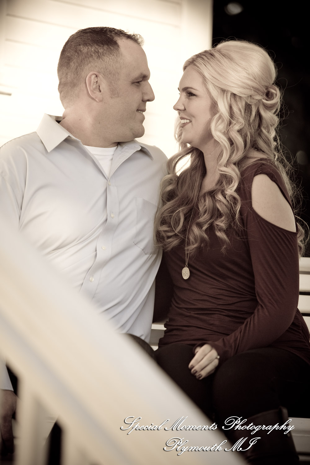 Downtown Plymouth MI engagement photograph