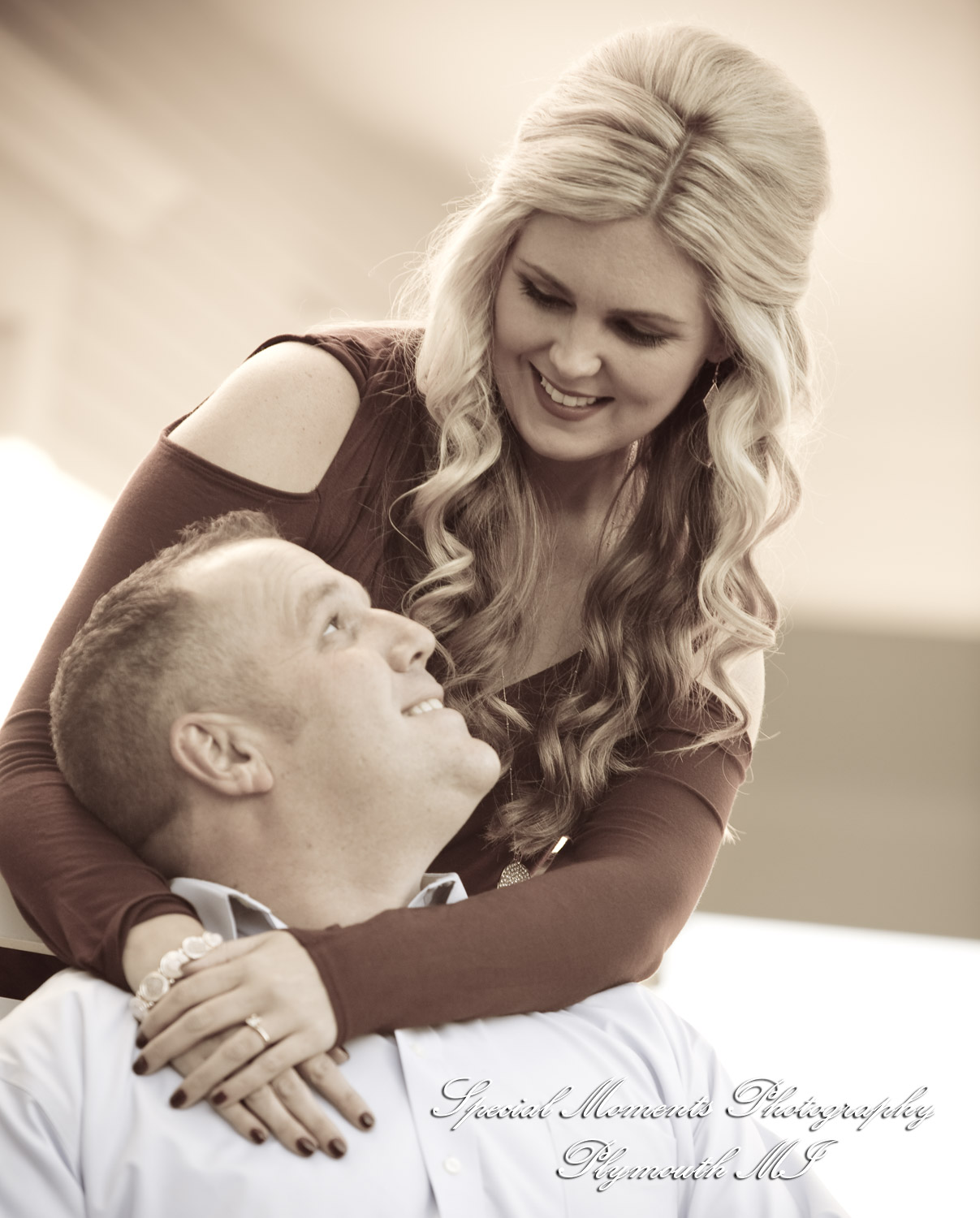 Downtown Plymouth MI engagement photograph