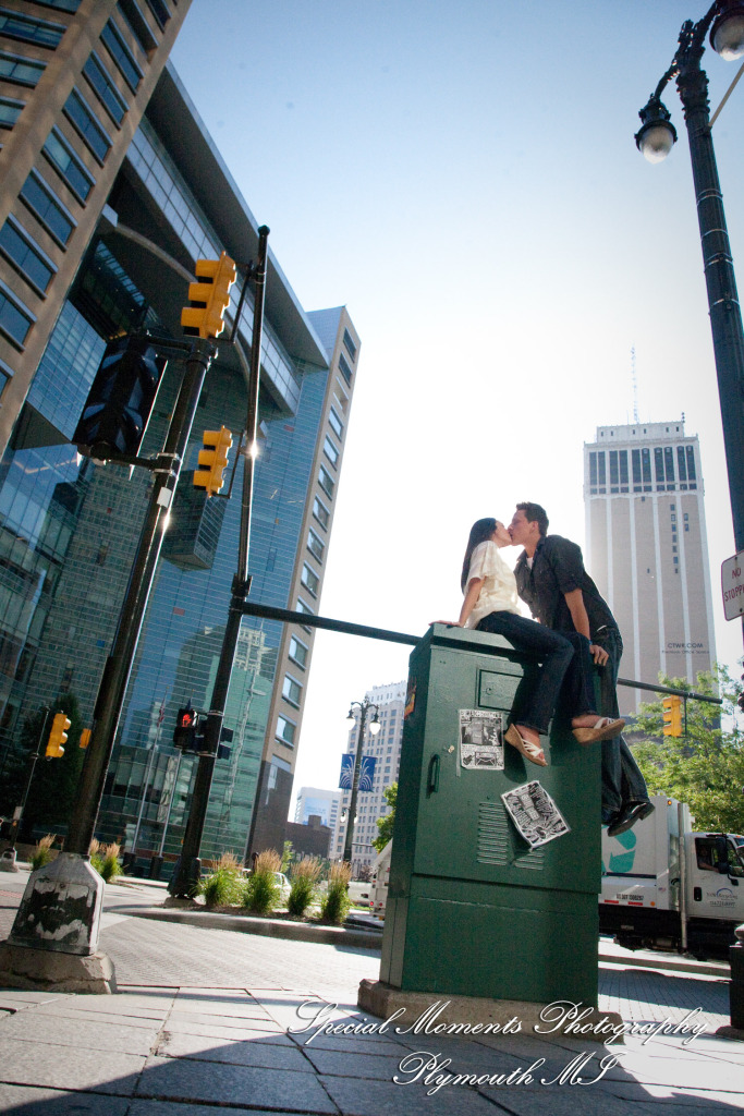 Diana & Kyle at Downtown Detroit engagement photography