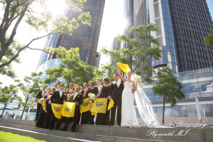 Kelly & Ryan at Ren Cen Detroit MI wedding photograph