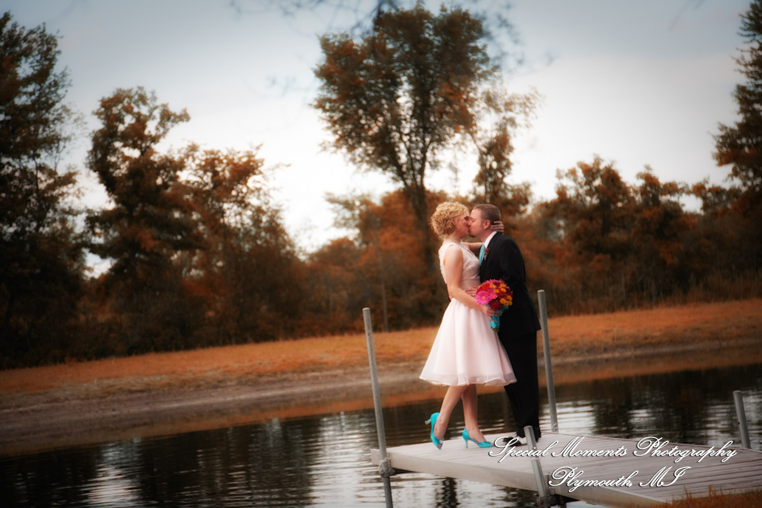 Erica & James at home backyard Tent Reception New Hudson MI wedding photograph