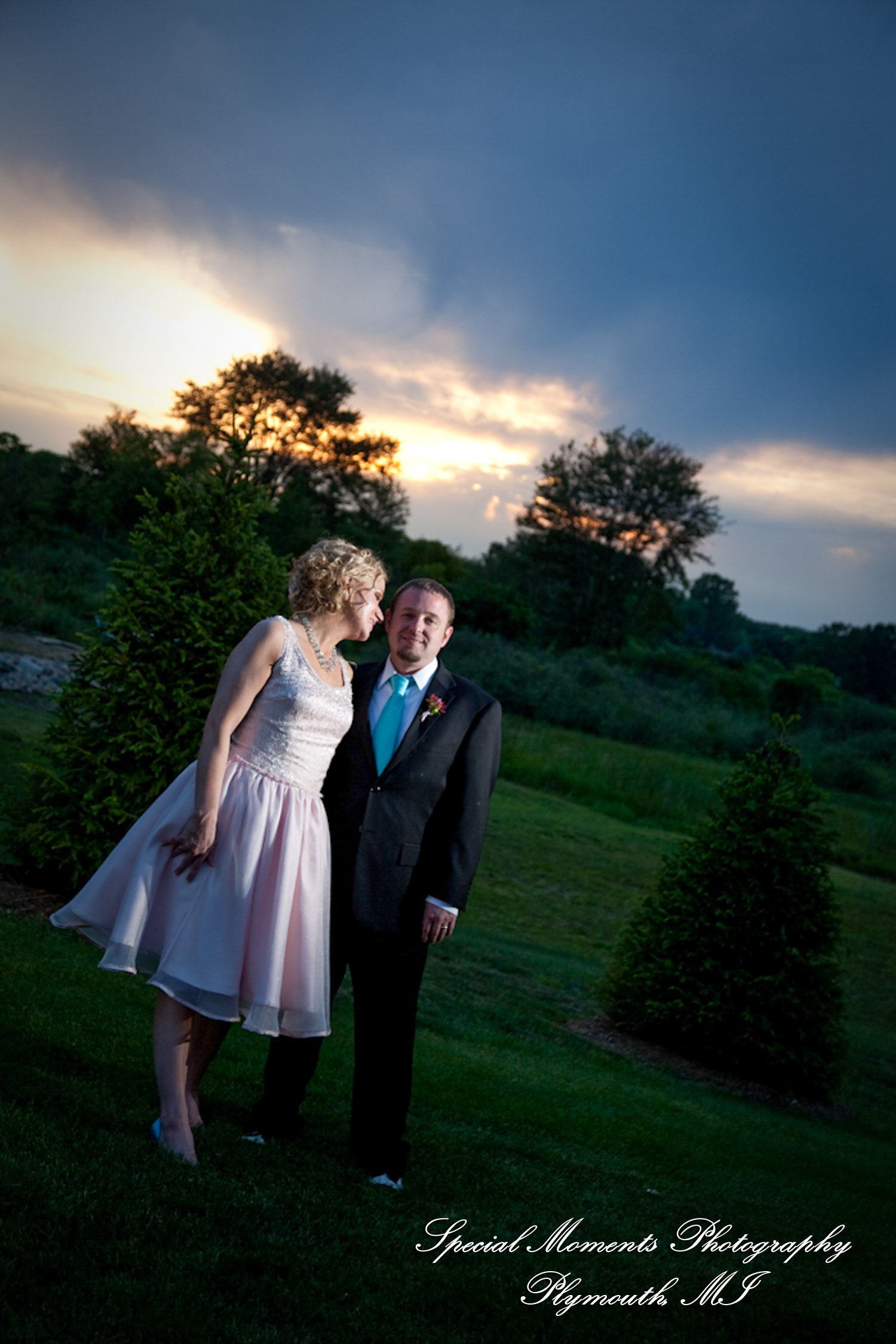 Erica & James at home backyard Tent Reception New Hudson MI wedding photograph