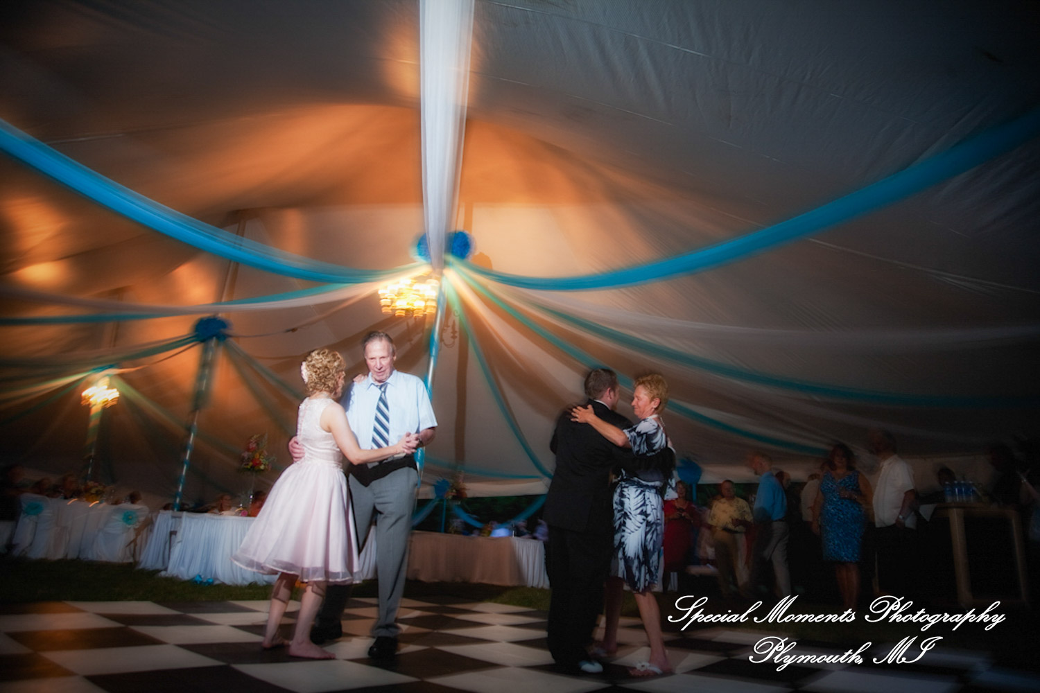 Erica & James at home backyard Tent Reception New Hudson MI wedding photograph