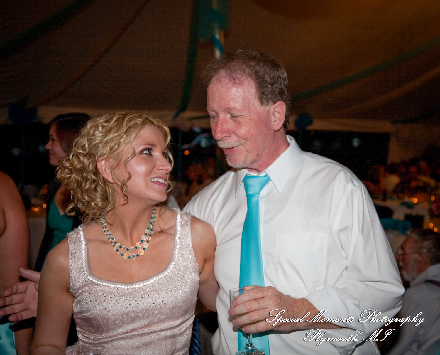Erica & James at home backyard Tent Reception New Hudson MI wedding photograph