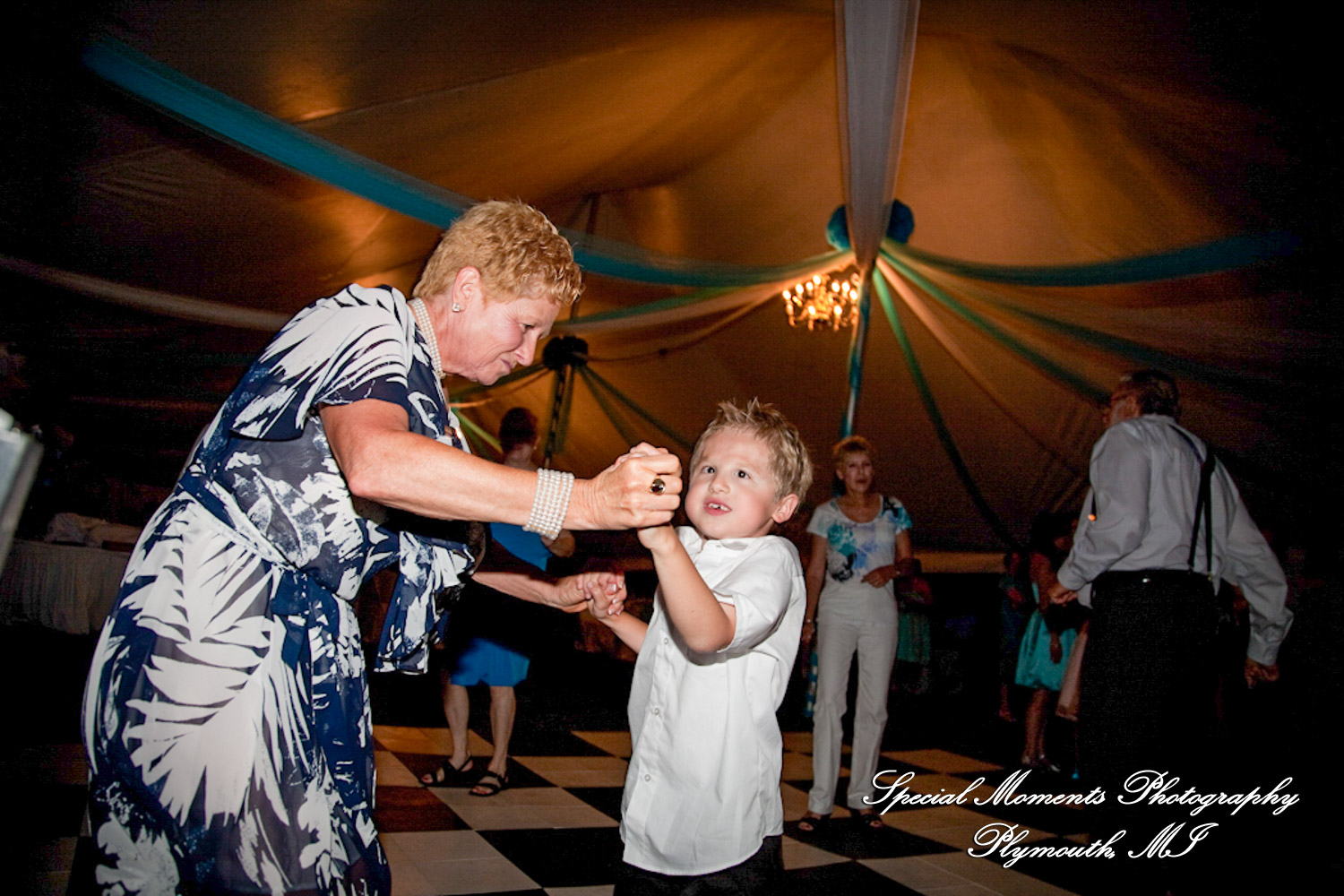 Erica & James at home backyard Tent Reception New Hudson MI wedding photograph