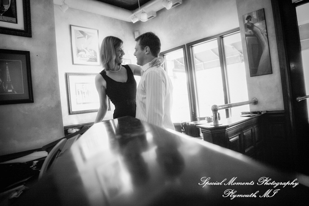 Jill & Connor in downtown Ann Arbor MI engagement photograph