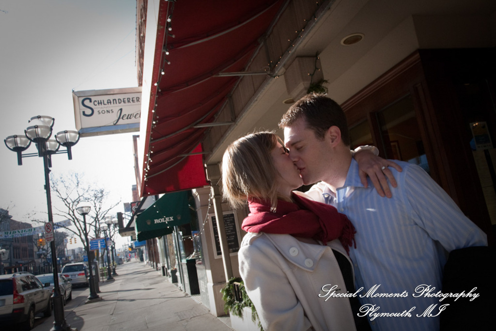 Jill & Connor in downtown Ann Arbor MI engagement photograph