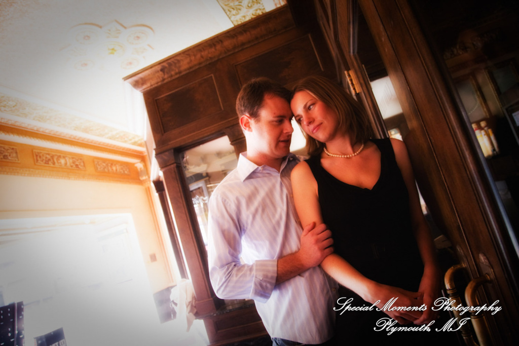 Jill & Connor in downtown Ann Arbor MI engagement photograph