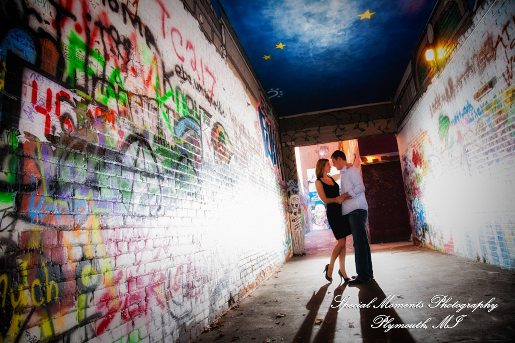 Jill & Connor in downtown Ann Arbor MI engagement photograph