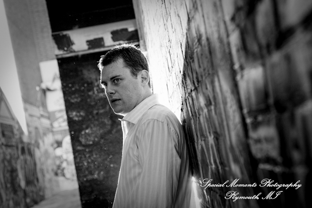 Jill & Connor in downtown Ann Arbor MI engagement photograph