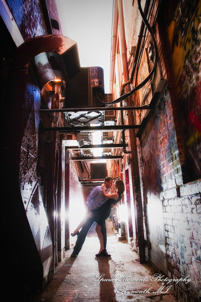Jill & Connor in downtown Ann Arbor MI engagement photograph