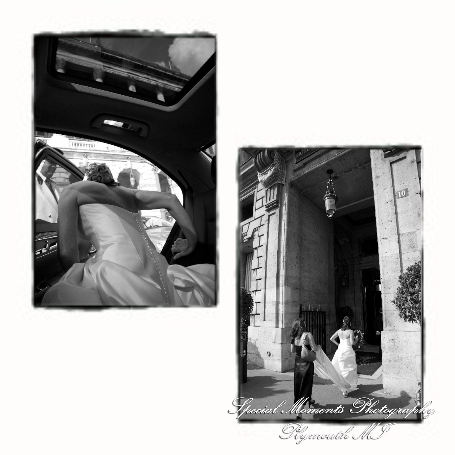 Fine Art Vintage Design - Mr. & Mrs. Bachman in the Streets of Paris France wedding album photography