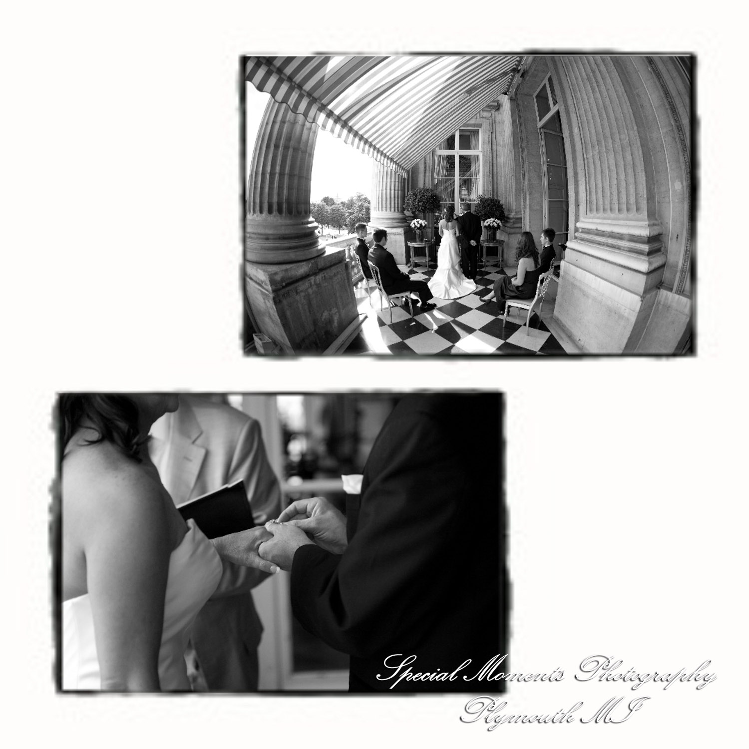 Fine Art Vintage Design - Mr. & Mrs. Bachman in the Streets of Paris France wedding album photography