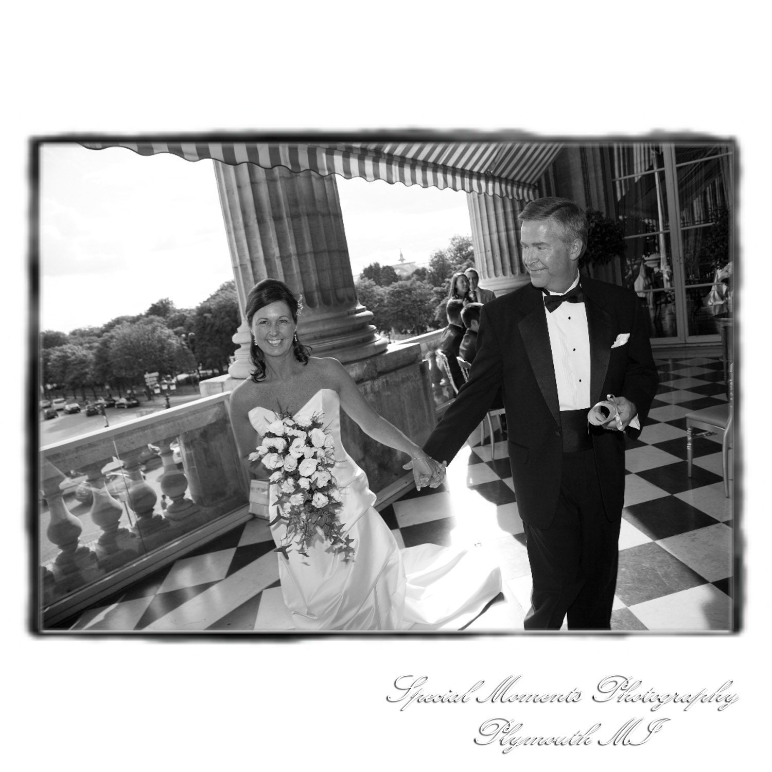 Fine Art Vintage Design - Mr. & Mrs. Bachman in the Streets of Paris France wedding album photography