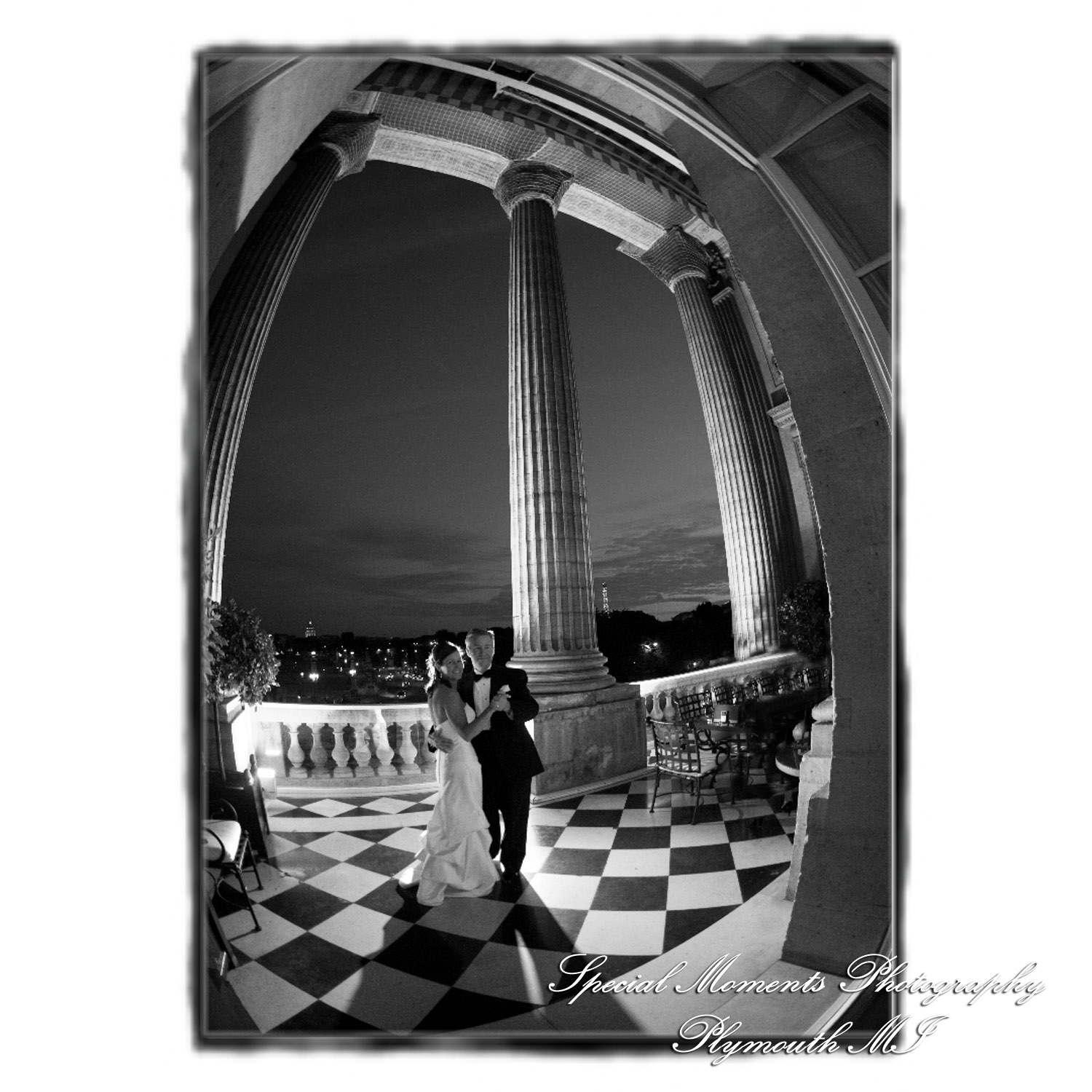 Fine Art Vintage Design - Mr. & Mrs. Bachman in the Streets of Paris France wedding album photography