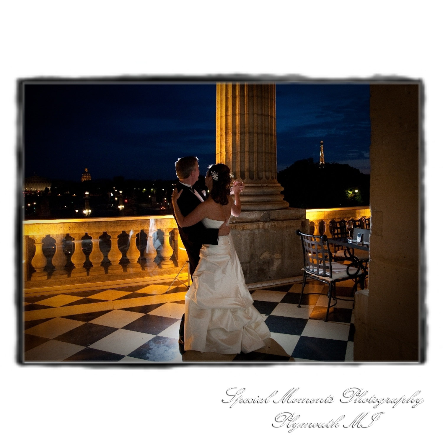 Fine Art Vintage Design - Mr. & Mrs. Bachman in the Streets of Paris France wedding album photography