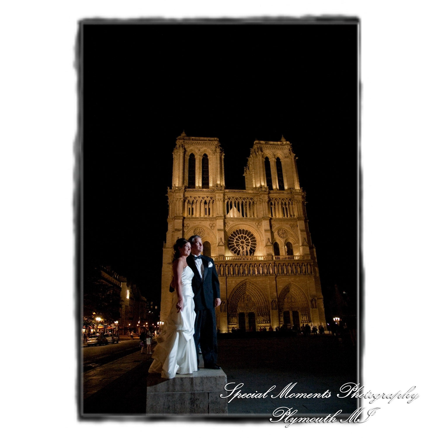 Fine Art Vintage Design - Mr. & Mrs. Bachman in the Streets of Paris France wedding album photography