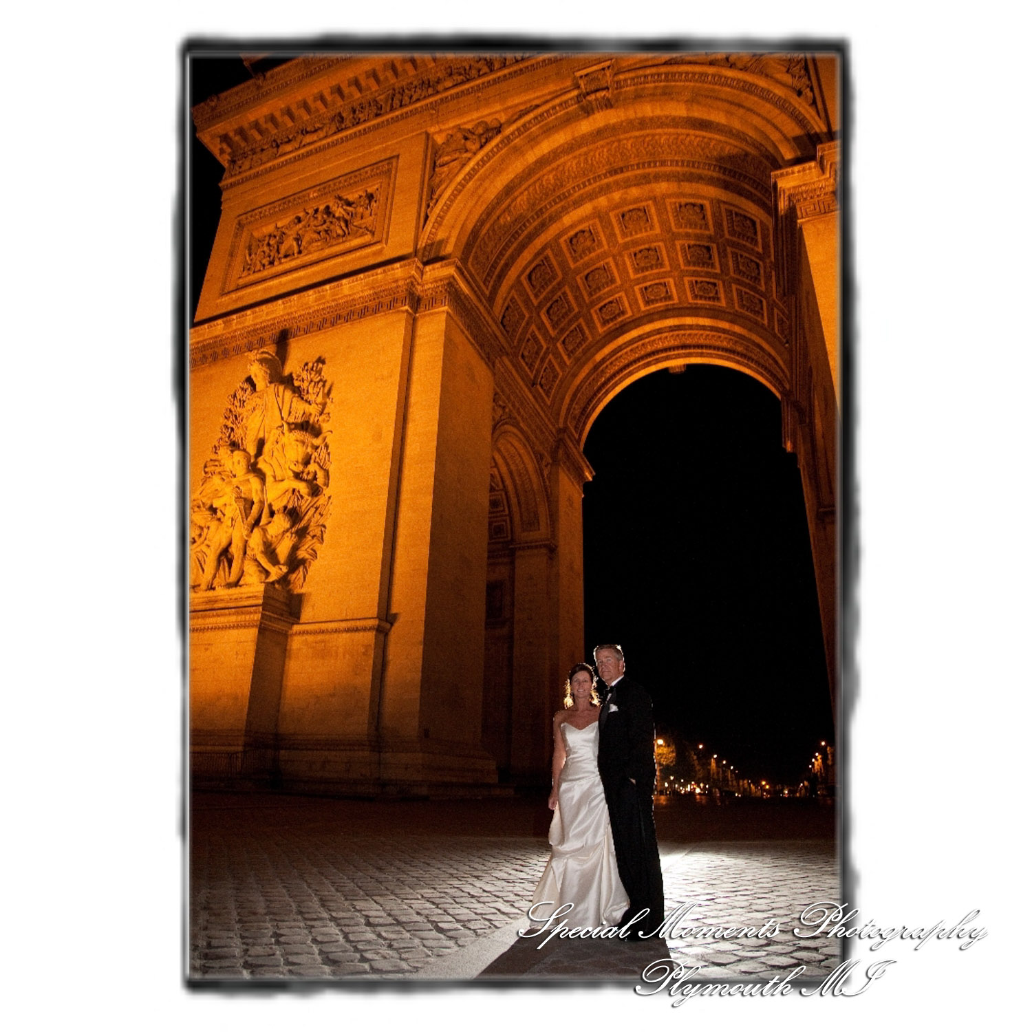 Fine Art Vintage Design - Mr. & Mrs. Bachman in the Streets of Paris France wedding album photography