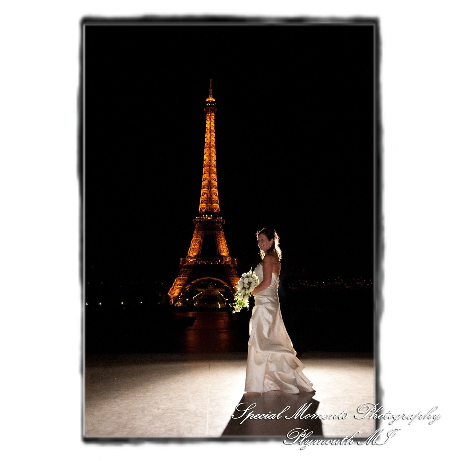 Fine Art Vintage Design - Mr. & Mrs. Bachman in the Streets of Paris France wedding album photography
