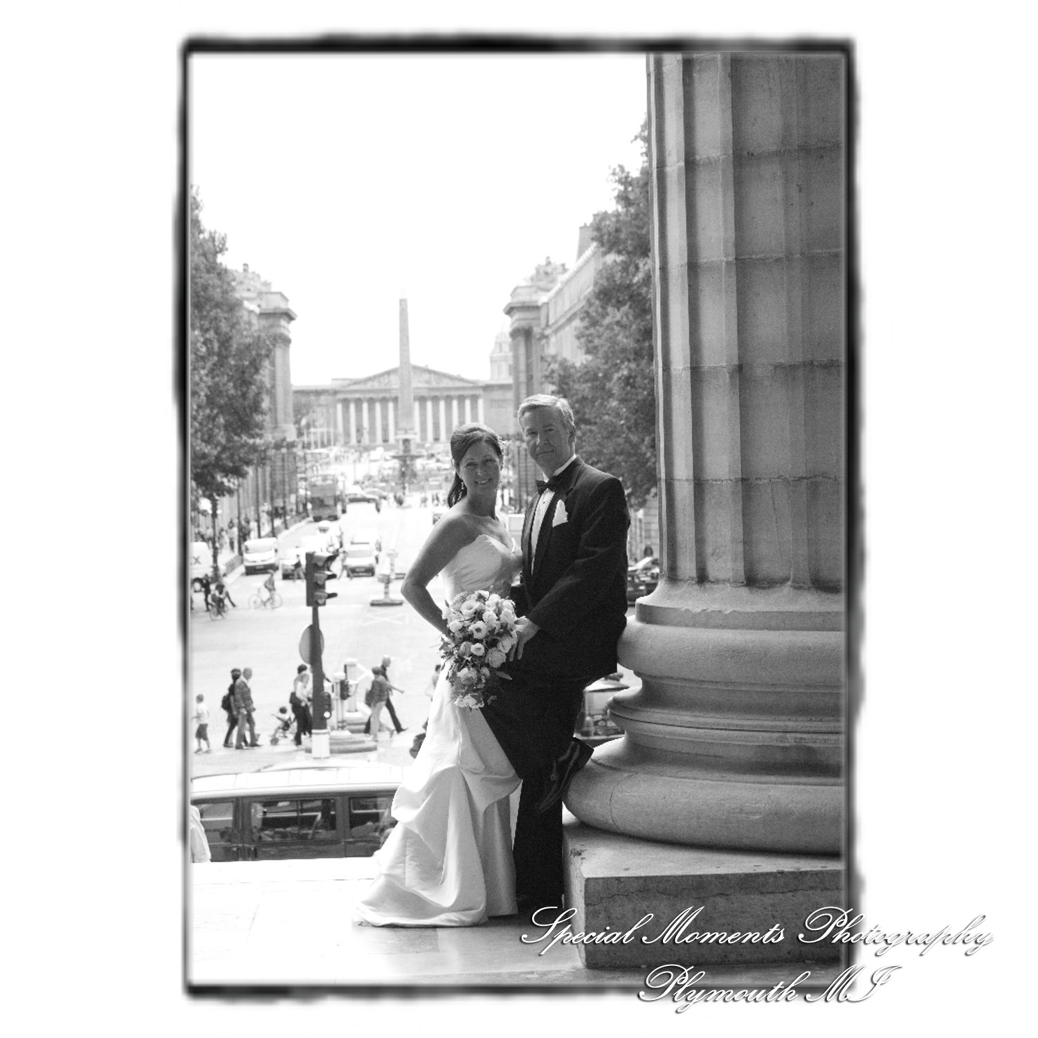 Fine Art Vintage Design - Mr. & Mrs. Bachman in the Streets of Paris France wedding album photography