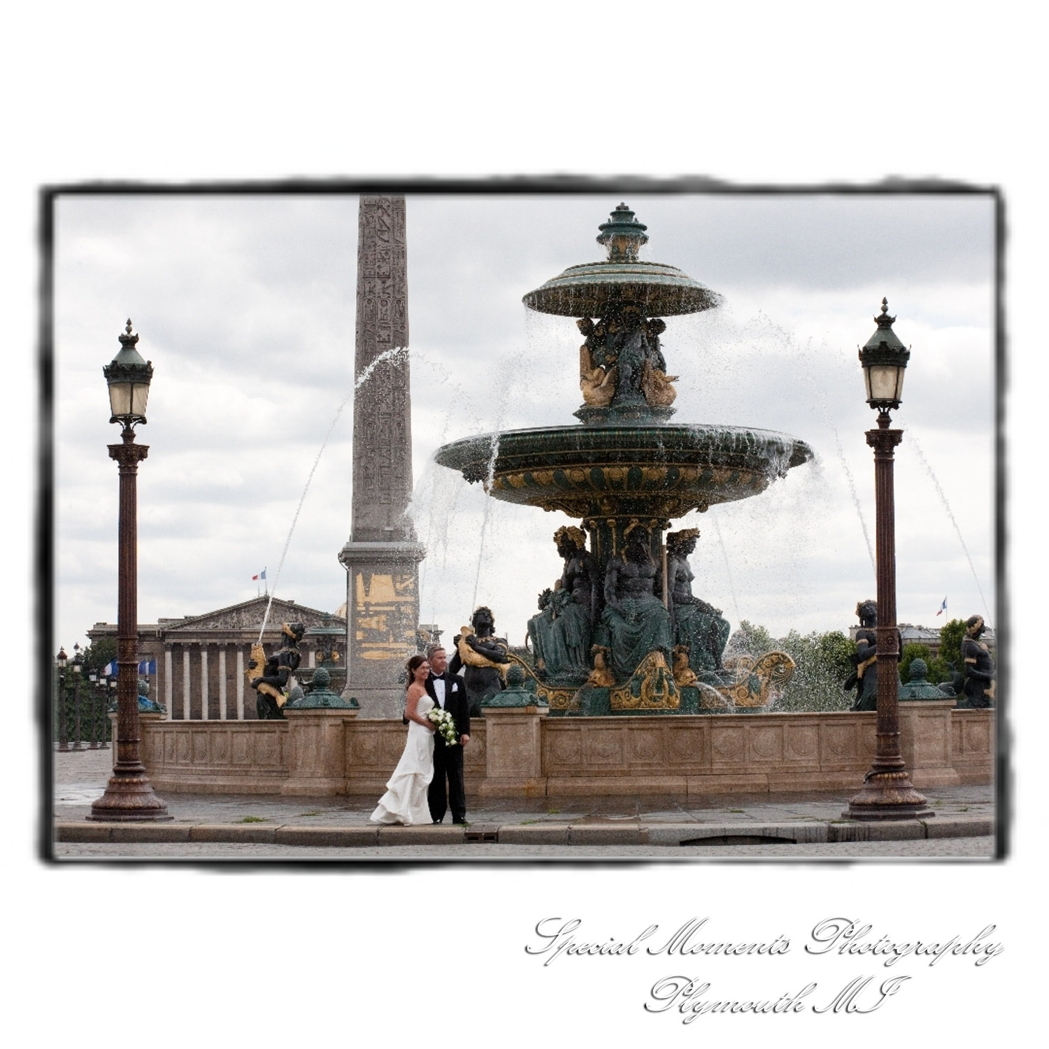Fine Art Vintage Design - Mr. & Mrs. Bachman in the Streets of Paris France wedding album photography