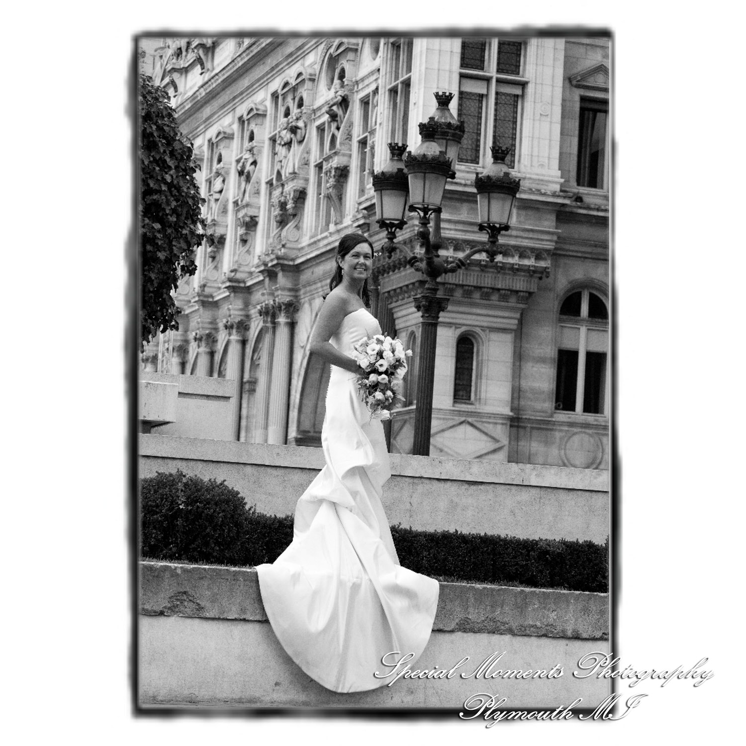 Fine Art Vintage Design - Mr. & Mrs. Bachman in the Streets of Paris France wedding album photography