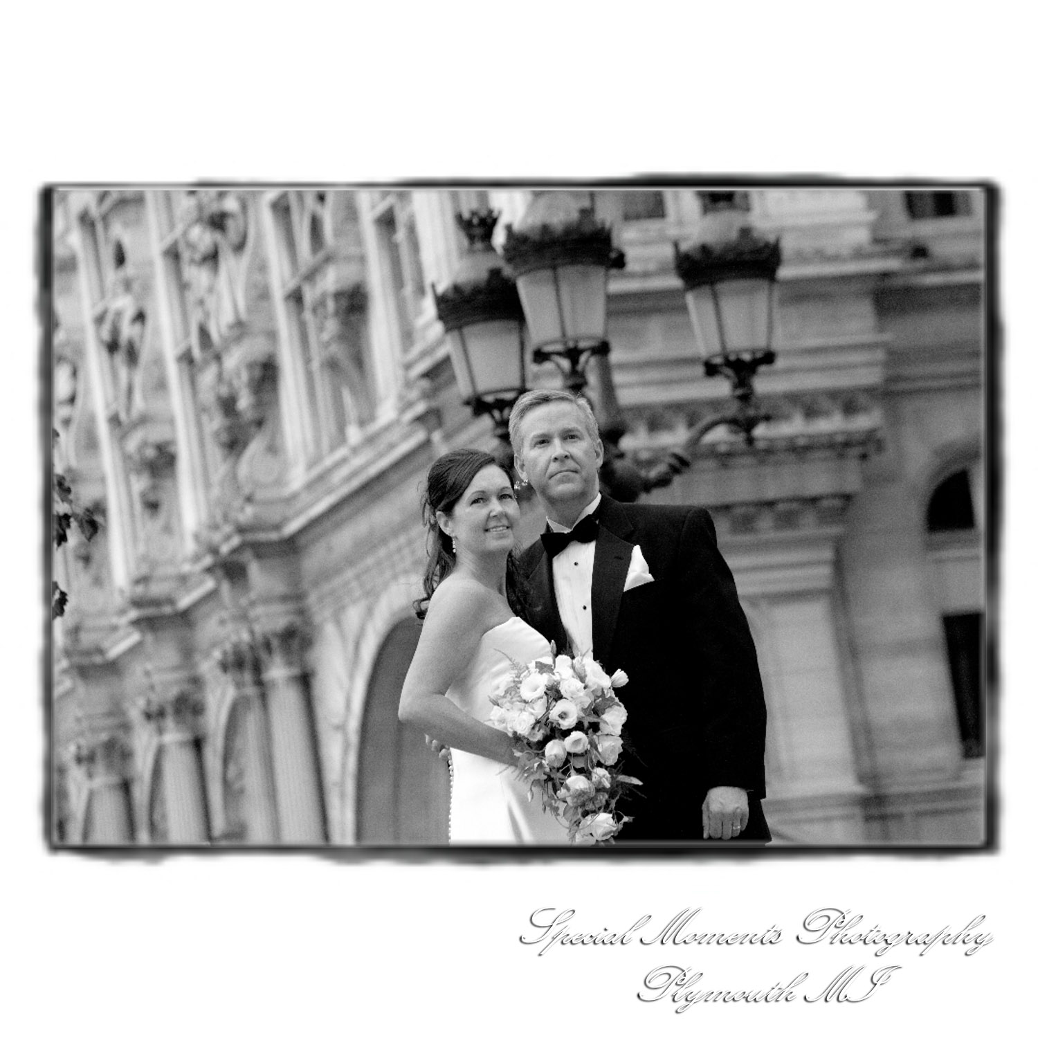 Fine Art Vintage Design - Mr. & Mrs. Bachman in the Streets of Paris France wedding album photography