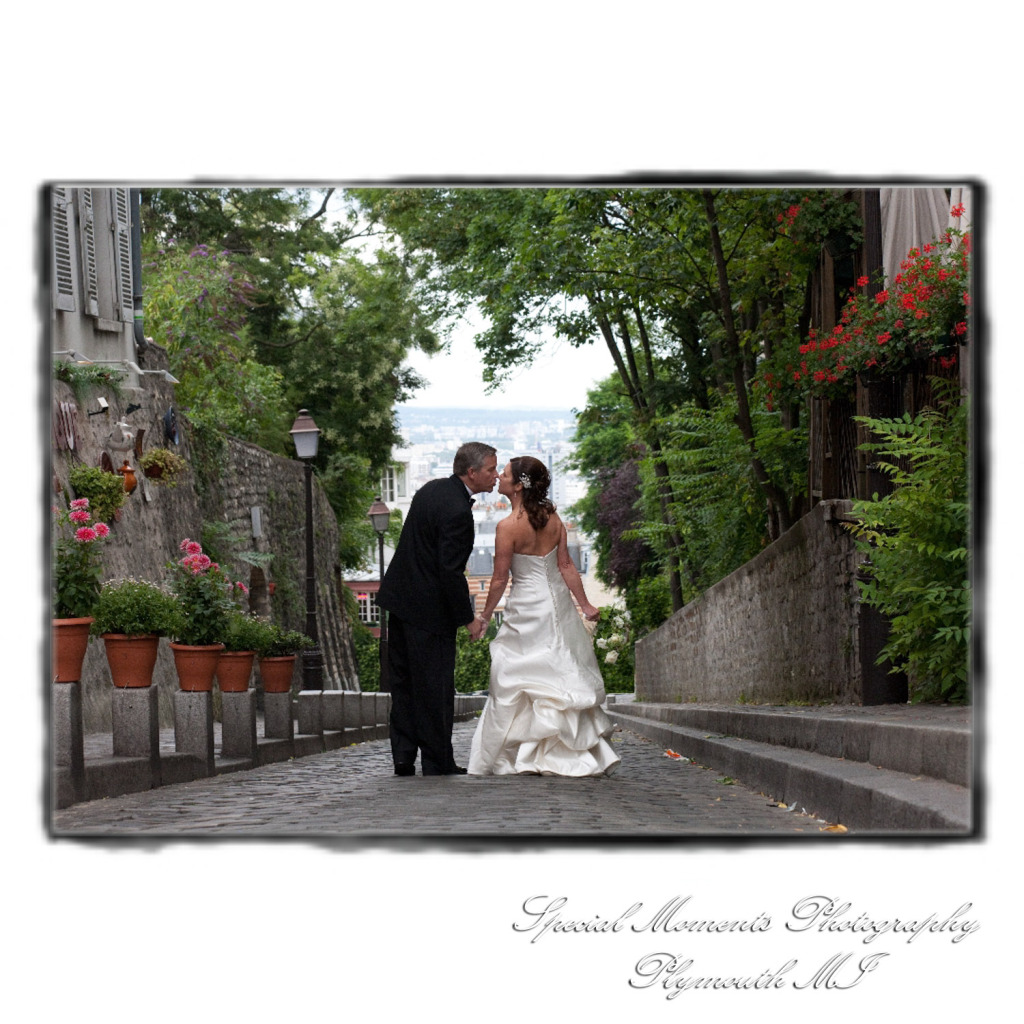 Fine Art Vintage Design - Mr. & Mrs. Bachman in the Streets of Paris France wedding album photography