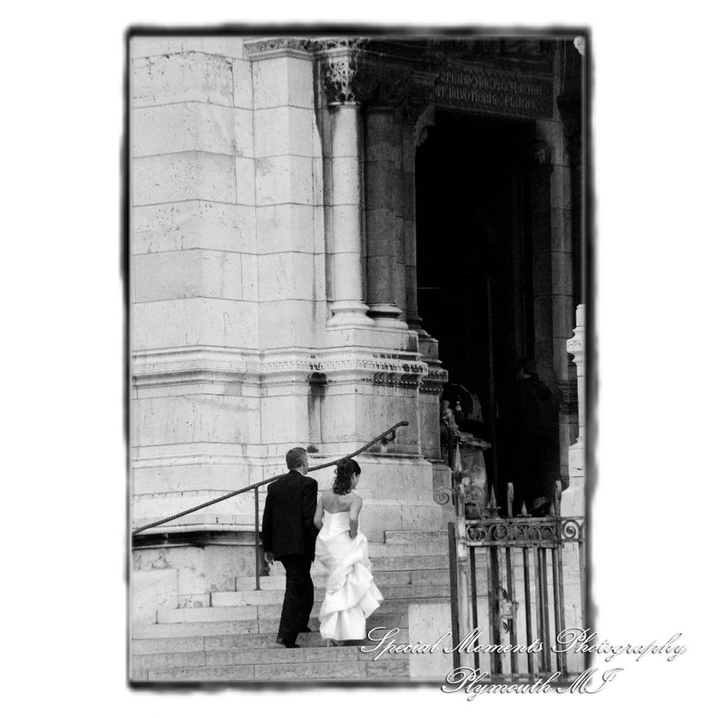 Fine Art Vintage Design - Mr. & Mrs. Bachman in the Streets of Paris France wedding album photography