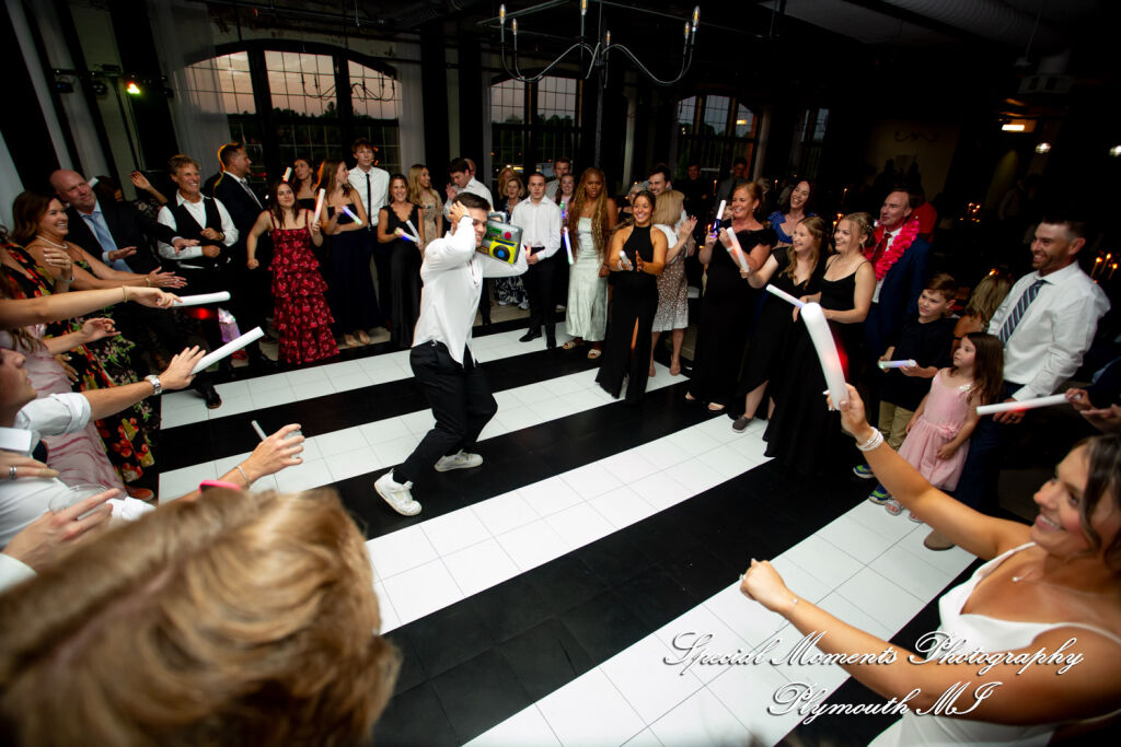 Wedding reception dance floor celebration at The Collins at the Clocktower in Chelsea MI
