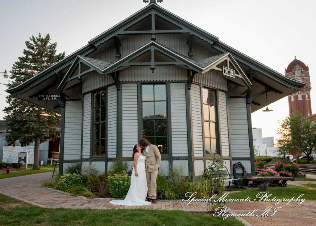 Lissy & Stephen at Chelsea Depot Train Station Chelsea MI wedding photography