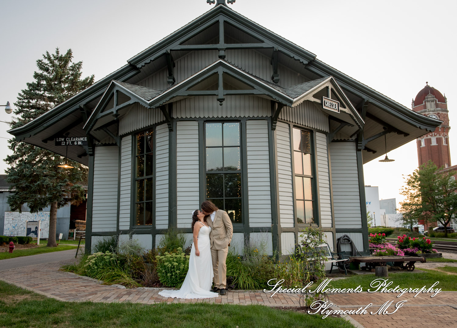 Lissy & Stephen at Chelsea Depot Train Station Chelsea MI wedding photography