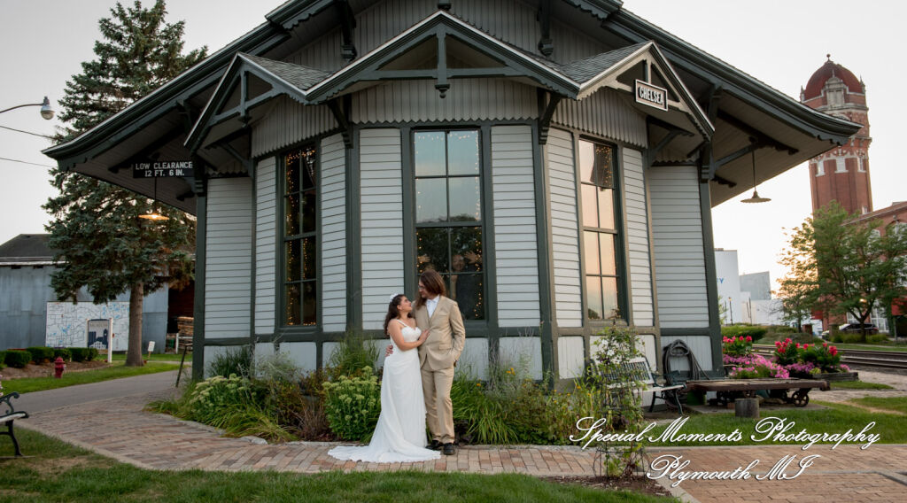 Lissy & Stephen at Chelsea Depot Train Station Chelsea MI wedding photography
