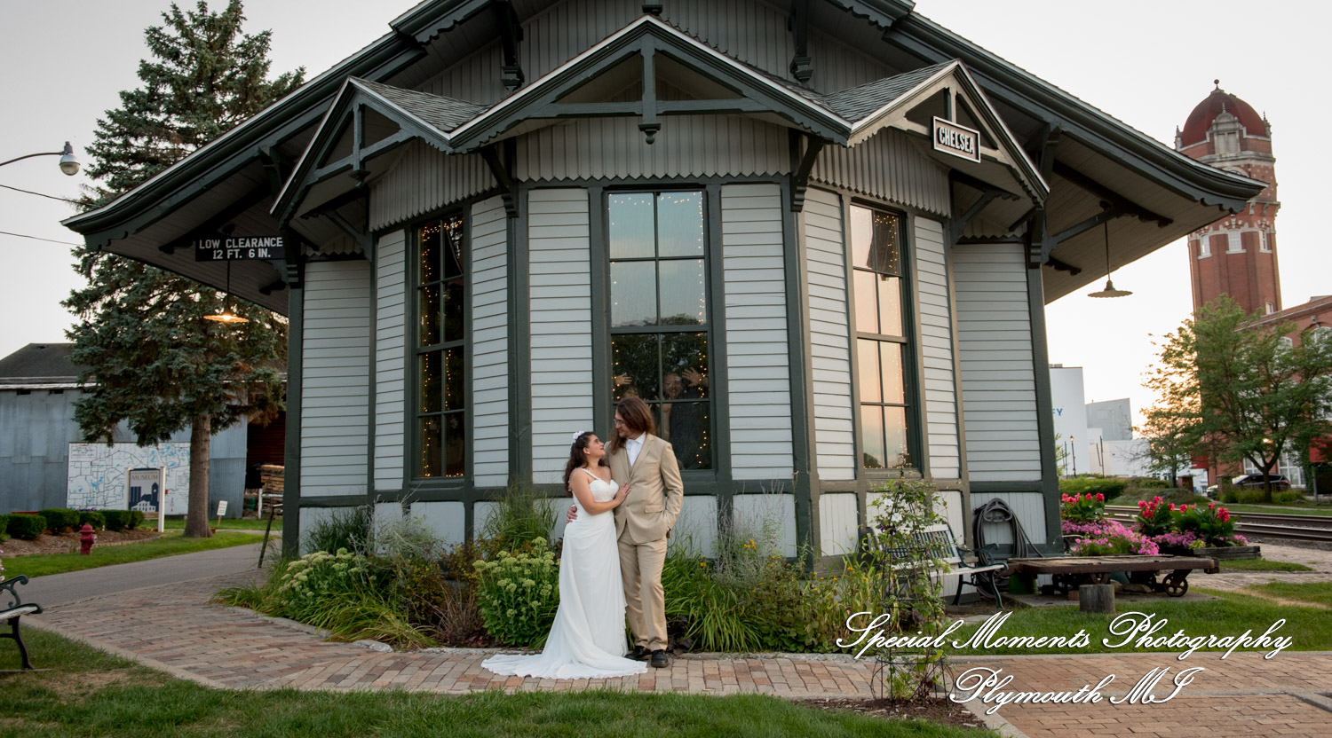 Lissy & Stephen at Chelsea Depot Train Station Chelsea MI wedding photography